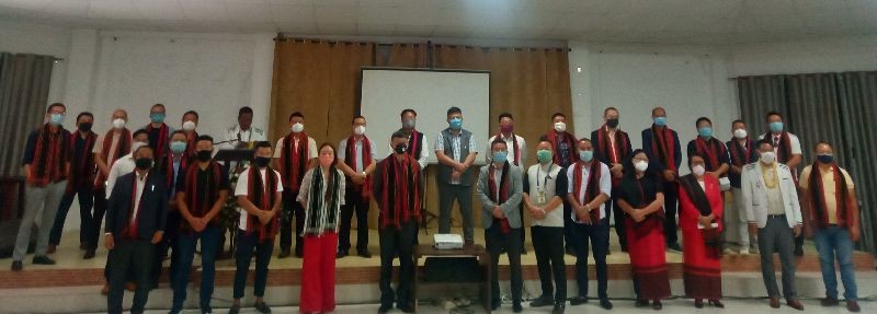 Abu Metha and others during the launching of short film entitled "Kelhouzho Kesa" in Kohima on September 7. (Morung Photo)